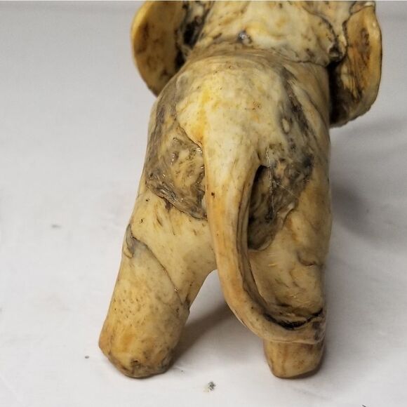 VTG Crushed oyster  Handmade Elephant Figurine Statue Marbleized trunk raised - Picture 13 of 13